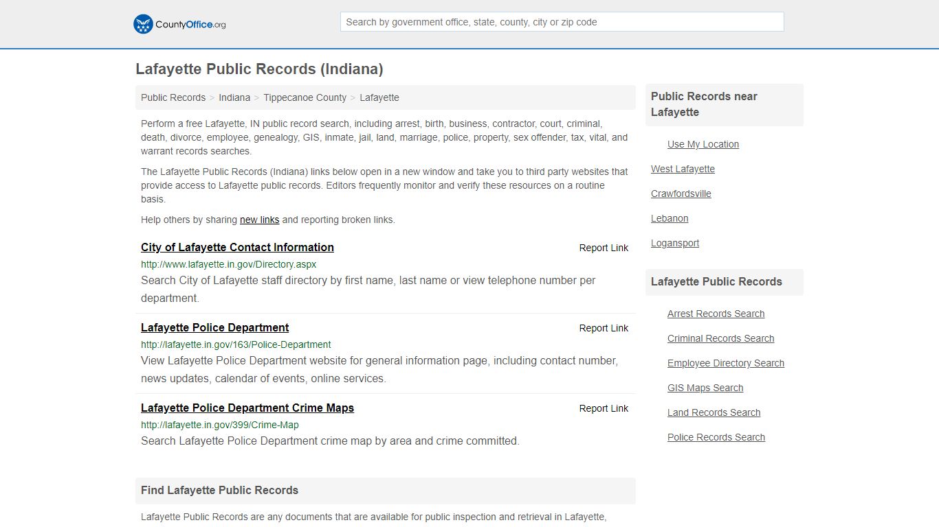 Lafayette Public Records (Indiana) - County Office